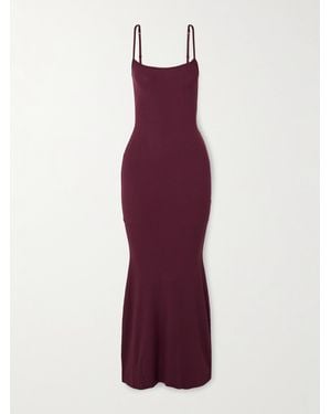 Skims Soft Lounge Ribbed Long Stretch-Modal Slip Dress – Bordeaux – Maxikleid Aus Geripptem Stretch-Modal - Lila