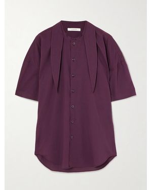 Lemaire Tie-Neck Cotton-Muslin Shirt - Purple