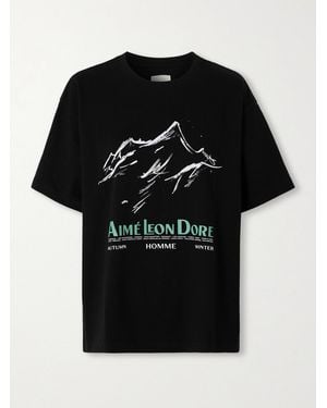 Aimé Leon Dore Summit T-Shirt Aus Baumwoll-Jersey Mit Print - Schwarz
