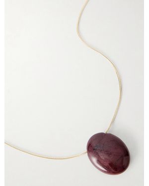 LIE STUDIO The Julia-Plated And Mookaite Pendant Necklace - White