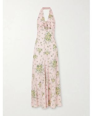 Rodarte Floral-Print Silk-Crepe Midi Dress - Natural