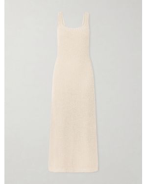 KHAITE Lex Crocheted Silk And Cotton-Blend Midi Dress - White