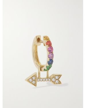 Robinson Pelham Orb And Left Arrow Earwish 14-Karat Multi-Stone Single Hoop Earring - Metallic