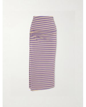 Rabanne Gathered Striped Jersey Maxi Skirt - Pink