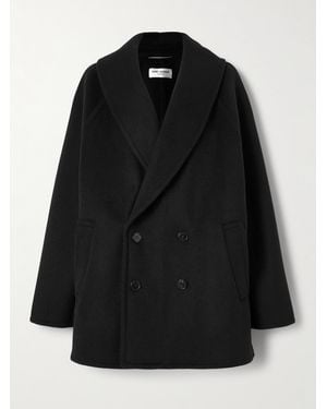 Saint Laurent Doppelreihiger Mantel Aus Einer Woll-Kaschmirmischung - Schwarz