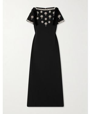 Carolina Herrera Robe Aus Crêpe Mit Samt-Besätzen Und Verzierungen - Schwarz