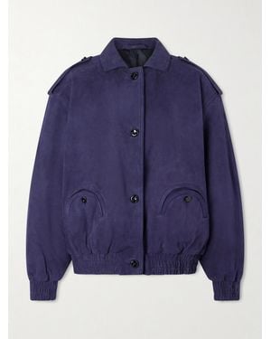 Blazé Milano Viva Charlie Wattierte Bomberjacke Aus Veloursleder - Blau
