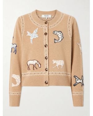 Sea Winslow Appliquéd Wool Cardigan - Natural