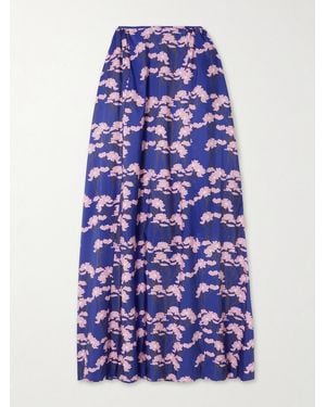 BERNADETTE Elle Floral-Print Taffeta Maxi Skirt - Blue