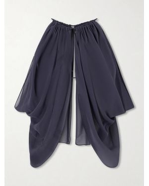 Aflalo Reysa Gathered Silk-Crepe Top - Blue