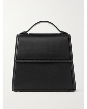 Hunting Season Small Leather-Trimmed Satin Tote - Black
