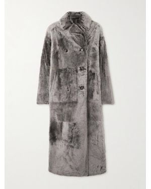 Yves Salomon Double-Breasted Shearling Coat - Gray