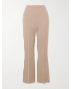 High Sport Kick Cropped Stretch-Cotton Flared Pants - Natural