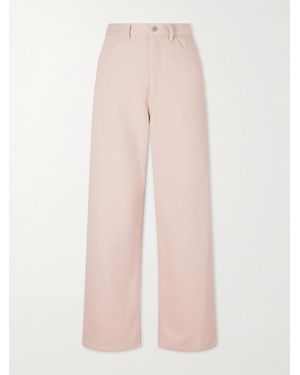 AURALEE Wide-Leg Silk Jeans - Pink