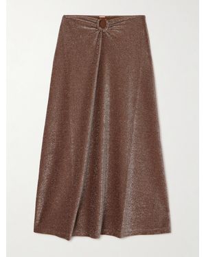 Johanna Ortiz Rainstorm Metallic Stretch Recycled-Jersey Maxi Skirt - Brown