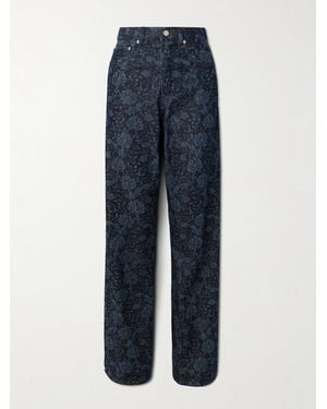 Dries Van Noten Halbhohe Jeans Mit Geradem Bein Aus Gebleichtem Denim - Blau