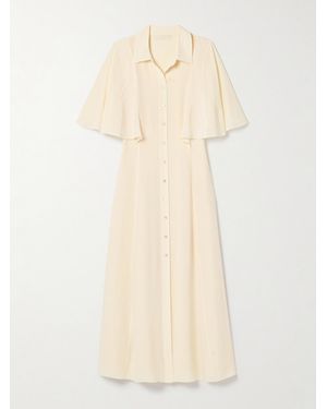 Ulla Johnson Silhouette Silk Crepe De Chine Midi Shirt Dress - Natural