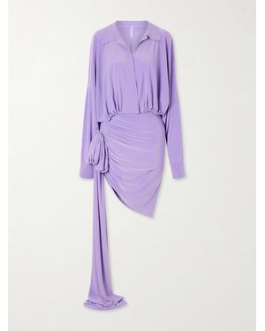 Norma Kamali Gathered Stretch-Jersey Mini Dress - Purple