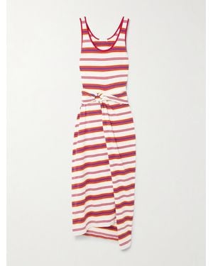Rabanne Midikleid Aus Gestreiftem Stretch-Jersey Mit Verzierungen - Weiß