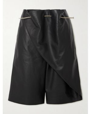 Loewe Embellished Draped Leather Shorts - Black