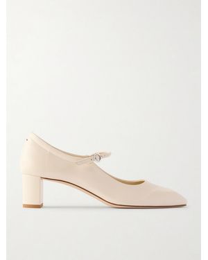 Aeyde Lina Leather Mary Jane Court Shoes - Natural