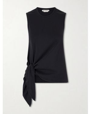 JW Anderson Tie-Detailed Logo-Embroidered Cotton-Jersey Tank - Blue