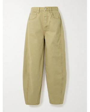St. Agni Paneled Mid-Rise Wide-Leg Organic Jeans - Green