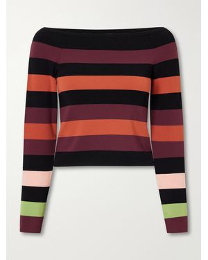 Christopher John Rogers Striped Off-The-Shoulder Stretch-Jersey Top - Red