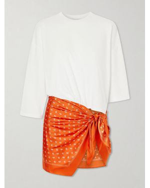 Christopher Esber Bandana Printed Cotton And Silk-Blend T-Shirt - Orange
