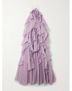 Aje. Pandorea Appliquéd Ruffled Organza Gown - Purple
