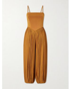 Zimmermann Luna Cropped Pleated Jersey Jumpsuit - Orange