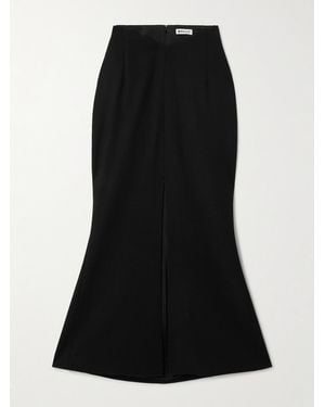Bally Wool-Blend Twill Midi Skirt - Black