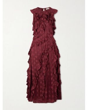 Ulla Johnson Kavita Silk-Blend Jacquard Midi Dress - Red