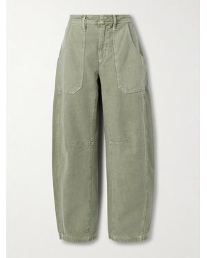 SLVRLAKE Denim Rookie Mid-Rise Barrel-Leg Cargo Jeans - Green