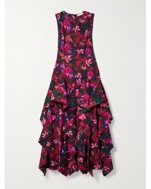 Ulla Johnson Floral-Patterned Pleated Dress - Red