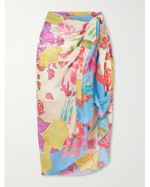 Donde Esteban Flores Floral-Printed Cotton And Modal-Blend Pareo - White