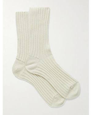 The Row Chaussettes En Cachemire Côtelé - Blanc