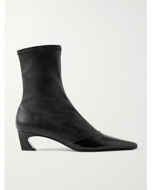 Acne Studios Patent-Trimmed Leather Ankle Boots - Black