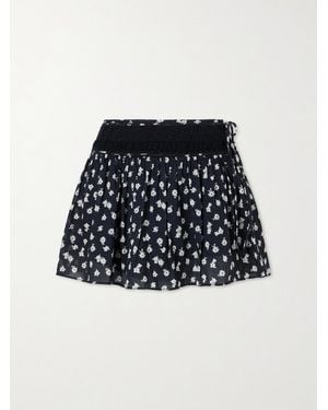 Posse Danielle Floral-Print Lace-Trimmed Cotton-Voile Mini Skirt - Black
