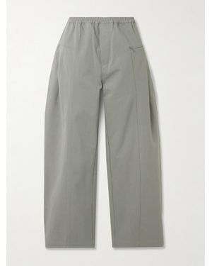 Deiji Studios Pleat Organic Cotton-Twill Barrel-Leg Trousers - Grey