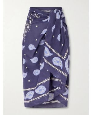 Johanna Ortiz Vibrant Horizons Printed Cotton Pareo - Blue