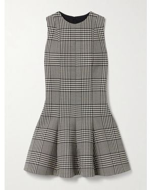 Brandon Maxwell The Sophie Minikleid Aus Woll-Tweed Mit Glencheck-Muster - Grau