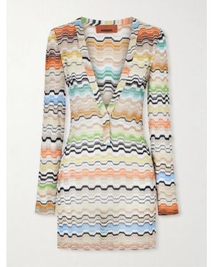 Missoni Striped Crochet-Knit Coverup - Grey