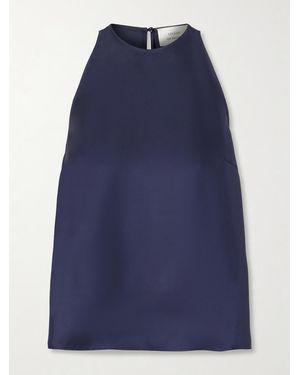 Loulou de Saison Cape Silk-Twill Blouse - Blue