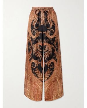 Zimmermann Hypnotic Hose Mit Weitem Bein Aus Seide Mit Paisley-Print - Schwarz