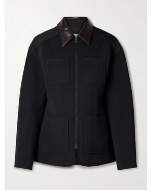 Tibi Jacke Aus Twill Mit Lederbesätzen - Schwarz