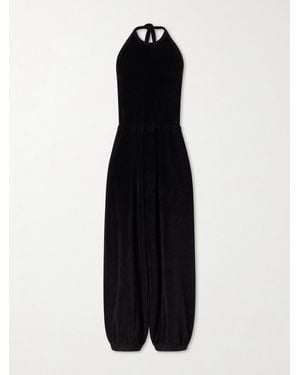 Suzie Kondi Anna Cotton-Blend Terry Halterneck Jumpsuit - Black