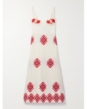 Johanna Ortiz Net Sustain God Enkai Embroidered Cotton-Poplin Midi Dress - Multicolor