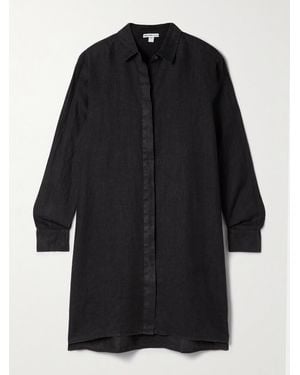 James Perse Midi-Hemdblusenkleid Aus Leinen - Schwarz