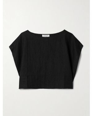 Suzie Kondi Kori Oversized Cropped Linen Top - Black